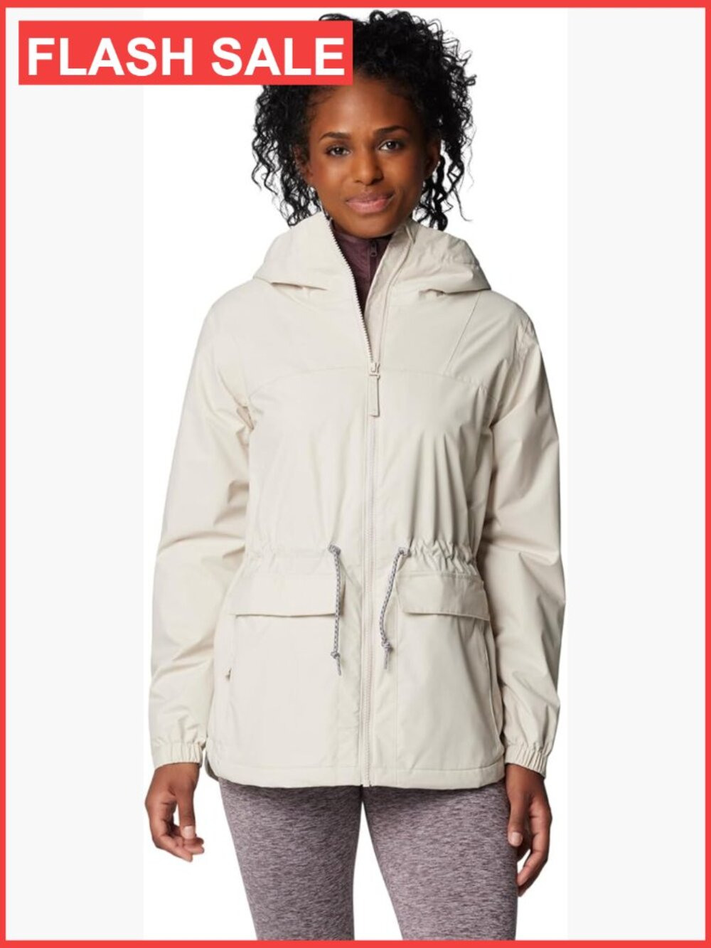 Waterproof Breathable Fleece-Lined Rain Jacket with Hood